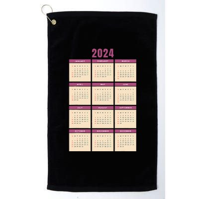 Monthly Calendar 2024 Happy New Year Kids Funny Platinum Collection Golf Towel