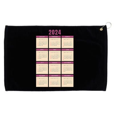 Monthly Calendar 2024 Happy New Year Kids Funny Grommeted Golf Towel