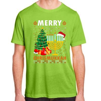 Merry Chrismukkah 2021 Happy Hanukkah Christmas Santa Hat Adult ChromaSoft Performance T-Shirt