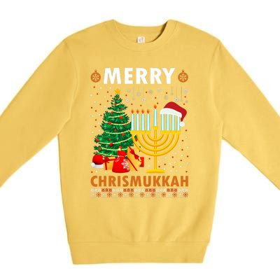 Merry Chrismukkah 2021 Happy Hanukkah Christmas Santa Hat Premium Crewneck Sweatshirt