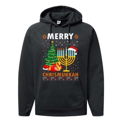 Merry Chrismukkah 2021 Happy Hanukkah Christmas Santa Hat Performance Fleece Hoodie