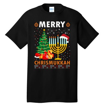 Merry Chrismukkah 2021 Happy Hanukkah Christmas Santa Hat Tall T-Shirt