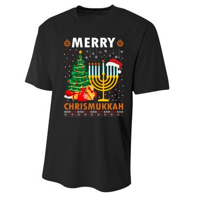 Merry Chrismukkah 2021 Happy Hanukkah Christmas Santa Hat Performance Sprint T-Shirt