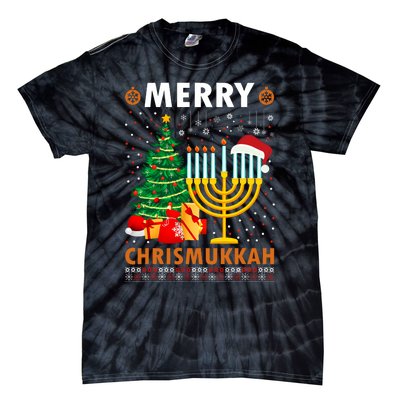 Merry Chrismukkah 2021 Happy Hanukkah Christmas Santa Hat Tie-Dye T-Shirt