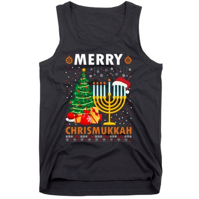 Merry Chrismukkah 2021 Happy Hanukkah Christmas Santa Hat Tank Top