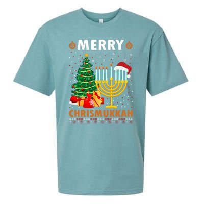 Merry Chrismukkah 2021 Happy Hanukkah Christmas Santa Hat Sueded Cloud Jersey T-Shirt