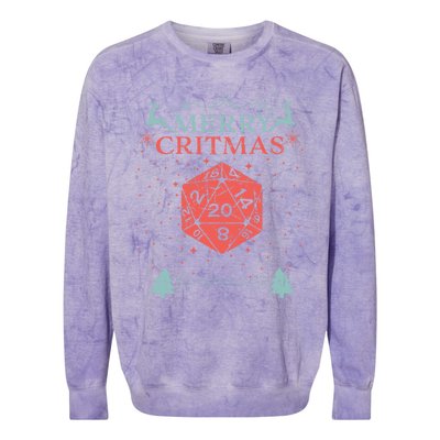 Merry Critmas 20 Sided Dice RPG Christmas Holiday Board Game Colorblast Crewneck Sweatshirt