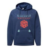 Merry Critmas 20 Sided Dice RPG Christmas Holiday Board Game Performance Fleece Hoodie