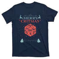 Merry Critmas 20 Sided Dice RPG Christmas Holiday Board Game T-Shirt