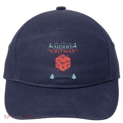Merry Critmas 20 Sided Dice RPG Christmas Holiday Board Game 7-Panel Snapback Hat