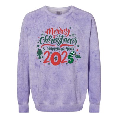 Merry Christmas 2025 And Happy New Year Colorblast Crewneck Sweatshirt