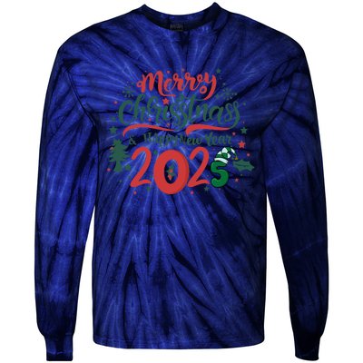 Merry Christmas 2025 And Happy New Year Tie-Dye Long Sleeve Shirt