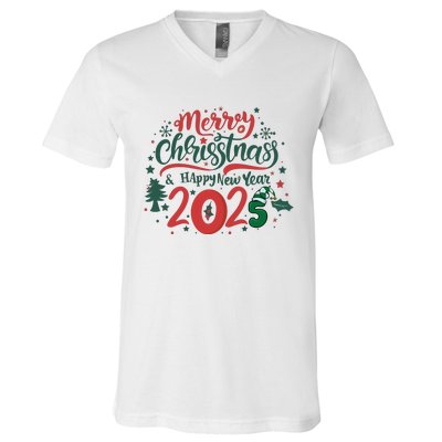 Merry Christmas 2025 And Happy New Year V-Neck T-Shirt