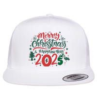 Merry Christmas 2025 And Happy New Year Flat Bill Trucker Hat