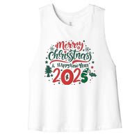 Merry Christmas 2025 And Happy New Year Women's Racerback Cropped Tank