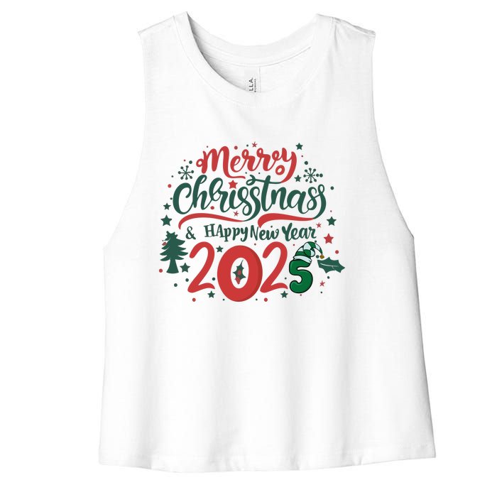 Merry Christmas 2025 And Happy New Year Women's Racerback Cropped Tank