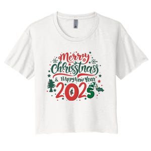 Merry Christmas 2025 And Happy New Year Women's Crop Top Tee