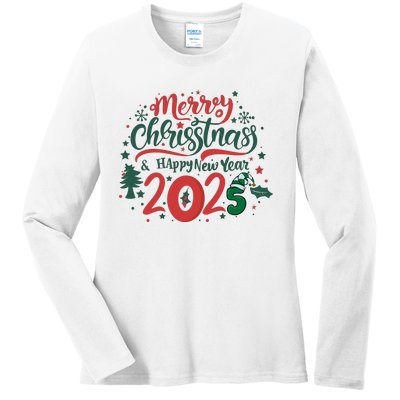 Merry Christmas 2025 And Happy New Year Ladies Long Sleeve Shirt