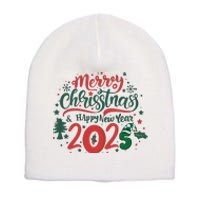 Merry Christmas 2025 And Happy New Year Short Acrylic Beanie