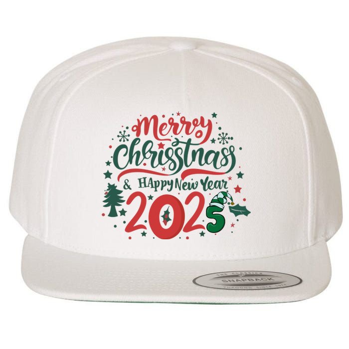 Merry Christmas 2025 And Happy New Year Wool Snapback Cap