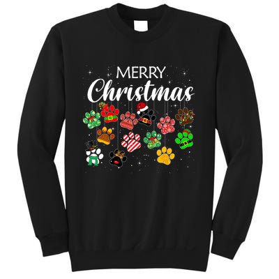 Merry Christmas 2021 Dog Paw Print Buffalo Plaid Ugly Xmas Sweatshirt