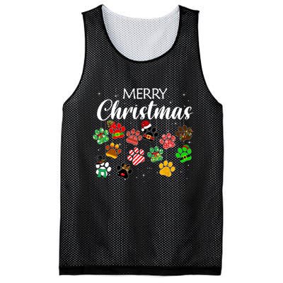 Merry Christmas 2021 Dog Paw Print Buffalo Plaid Ugly Xmas Mesh Reversible Basketball Jersey Tank