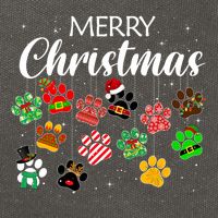 Merry Christmas 2021 Dog Paw Print Buffalo Plaid Ugly Xmas Cotton Canvas Backpack