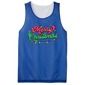 Merry Christmas 2024 Family Matching Christmas Lights Xmas Mesh Reversible Basketball Jersey Tank