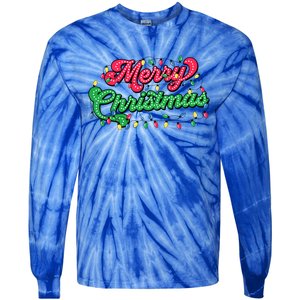 Merry Christmas 2024 Family Matching Christmas Lights Xmas Tie-Dye Long Sleeve Shirt