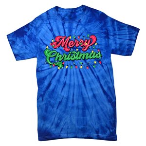 Merry Christmas 2024 Family Matching Christmas Lights Xmas Tie-Dye T-Shirt