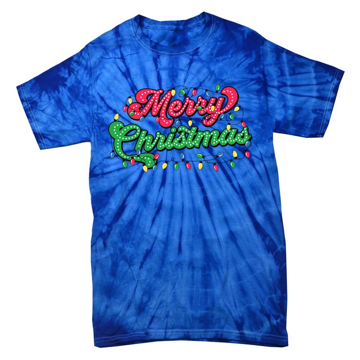 Merry Christmas 2024 Family Matching Christmas Lights Xmas Tie-Dye T-Shirt