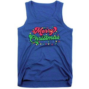 Merry Christmas 2024 Family Matching Christmas Lights Xmas Tank Top