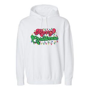 Merry Christmas 2024 Family Matching Christmas Lights Xmas Garment-Dyed Fleece Hoodie