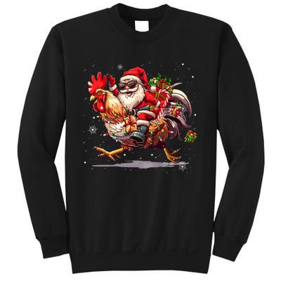 Merry Christmas 2024 Funny Santa Riding Chicken Christmas Sweatshirt