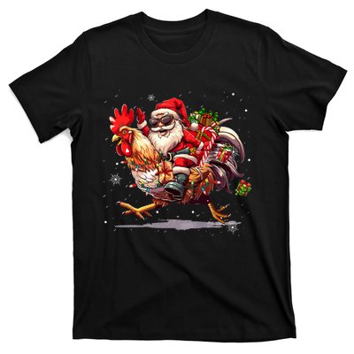 Merry Christmas 2024 Funny Santa Riding Chicken Christmas T-Shirt