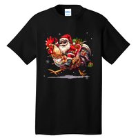 Merry Christmas 2024 Funny Santa Riding Chicken Christmas Tall T-Shirt