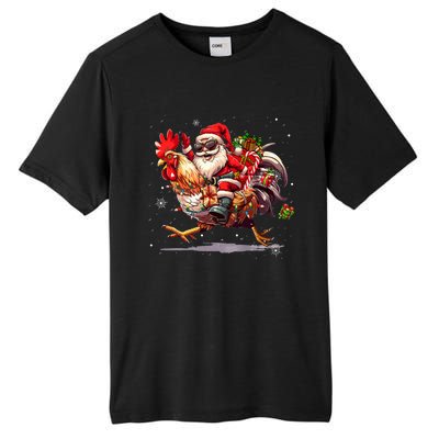 Merry Christmas 2024 Funny Santa Riding Chicken Christmas Tall Fusion ChromaSoft Performance T-Shirt