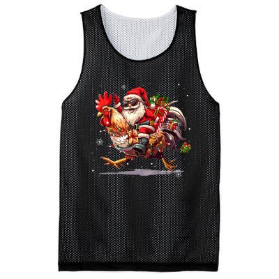 Merry Christmas 2024 Funny Santa Riding Chicken Christmas Mesh Reversible Basketball Jersey Tank