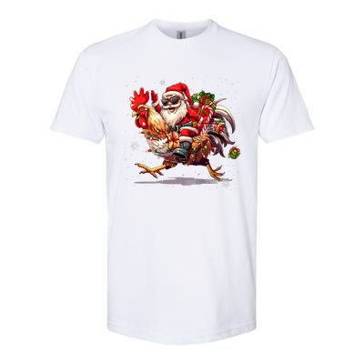 Merry Christmas 2024 Funny Santa Riding Chicken Christmas Softstyle CVC T-Shirt