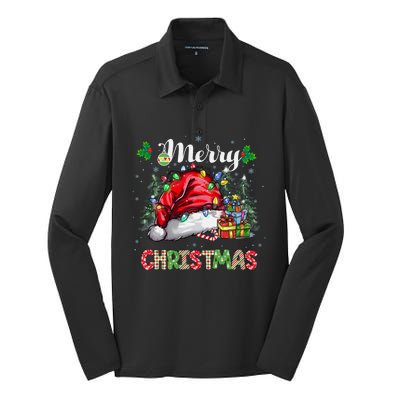 Merry Christmas 2024 Buffalo Truck Tree Plaid Silk Touch Performance Long Sleeve Polo