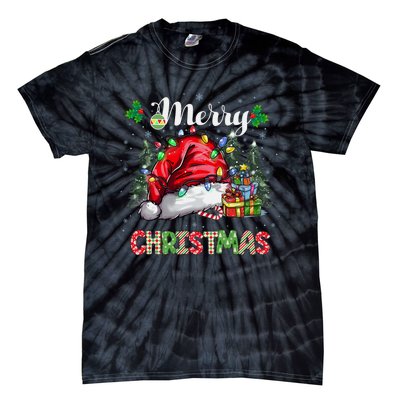 Merry Christmas 2024 Buffalo Truck Tree Plaid Tie-Dye T-Shirt