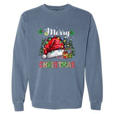 Merry Christmas 2024 Buffalo Truck Tree Plaid Garment-Dyed Sweatshirt