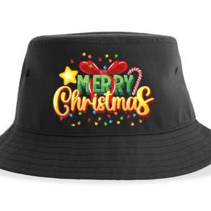 Merry Christmas 2024 Christmas Lights Matching Family Outfit Sustainable Bucket Hat