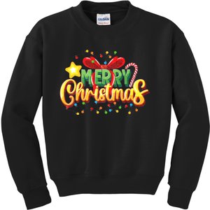 Merry Christmas 2024 Christmas Lights Matching Family Outfit Kids Sweatshirt