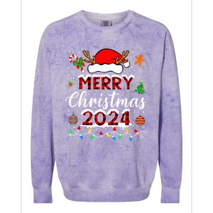 Merry Christmas 2024 Family Squad Matching Outfit Santa Colorblast Crewneck Sweatshirt