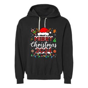 Merry Christmas 2024 Family Squad Matching Outfit Santa Garment-Dyed Fleece Hoodie