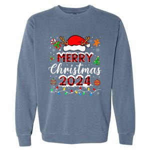 Merry Christmas 2024 Family Squad Matching Outfit Santa Garment-Dyed Sweatshirt