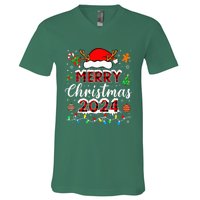 Merry Christmas 2024 Family Squad Matching Outfit Santa V-Neck T-Shirt