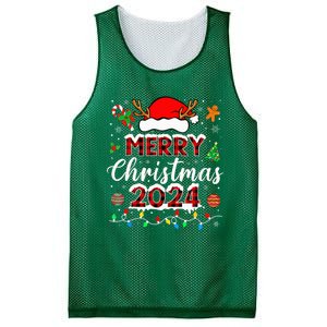 Merry Christmas 2024 Family Squad Matching Outfit Santa Mesh Reversible Basketball Jersey Tank