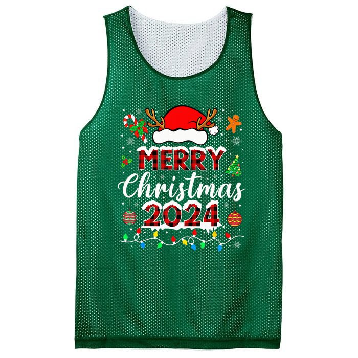 Merry Christmas 2024 Family Squad Matching Outfit Santa Mesh Reversible Basketball Jersey Tank